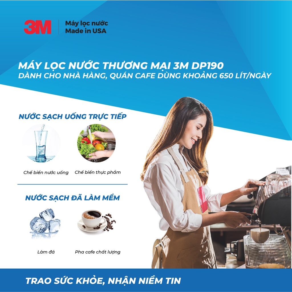 Máy Lọc Nước Thương Mại 3M DP190 Công Suất Lớn 204.412L Không Dùng Điện