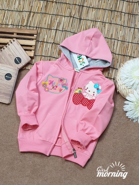 áo khoác hè cho bé gái thêu mèo hello kitty cực dễ thương