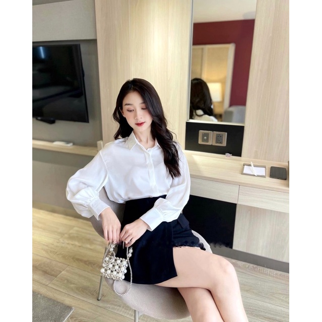 Áo sơ mi dài tay, phong cách thời trang công sở, áo sơ mi trơn kiểu bazic A14