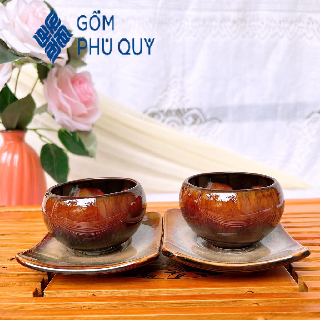 Bộ Ấm Trà 🎁 Gốm Sứ Bát Tràng 🎁 Bộ Ấm Chén,quả Hồng Gấm Hoa Cao Cấp Decor Gomphuquy Thh02