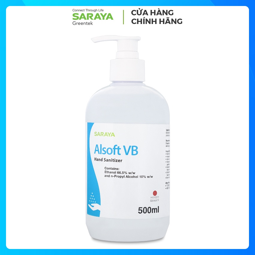 Cồn Sát Khuẩn Tay Nhanh THƯỜNG QUY Và NGOẠI KHOA SARAYA ALSOFT VB - 500ML