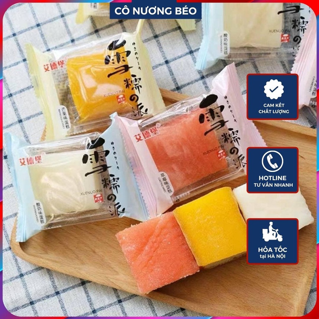 Bánh phu thê bông lan mochi, bánh tuyết thiên sứ 1 kg 19 chiếc mix đều vị - Đồ ăn vặt cô nương béo