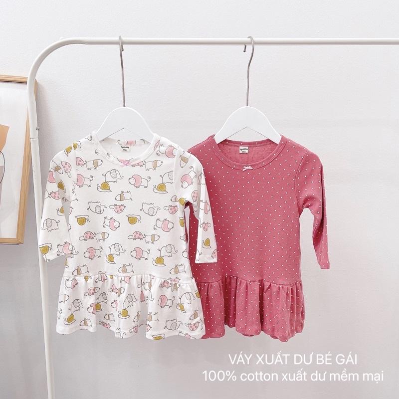 SET 2 VÁY COTTON XUẤT DƯ DÀI TAY SIÊU XINH CHO BÉ