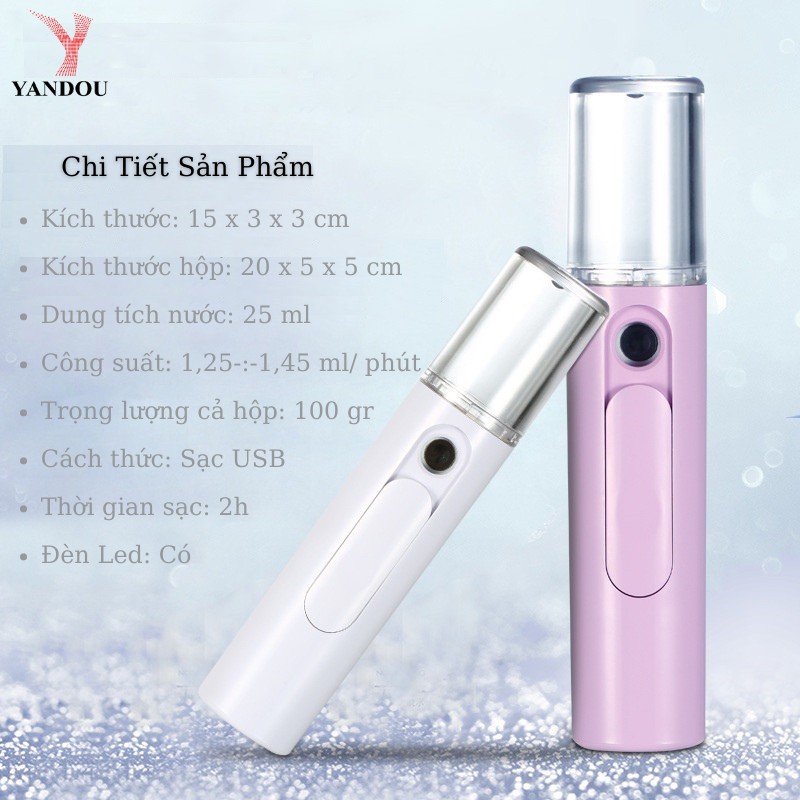 [Mã LTBAUAB15 giảm 7% đơn 99K] Máy phun sương Nano Yandou L1918 dưỡng ẩm da mặt pin sạc