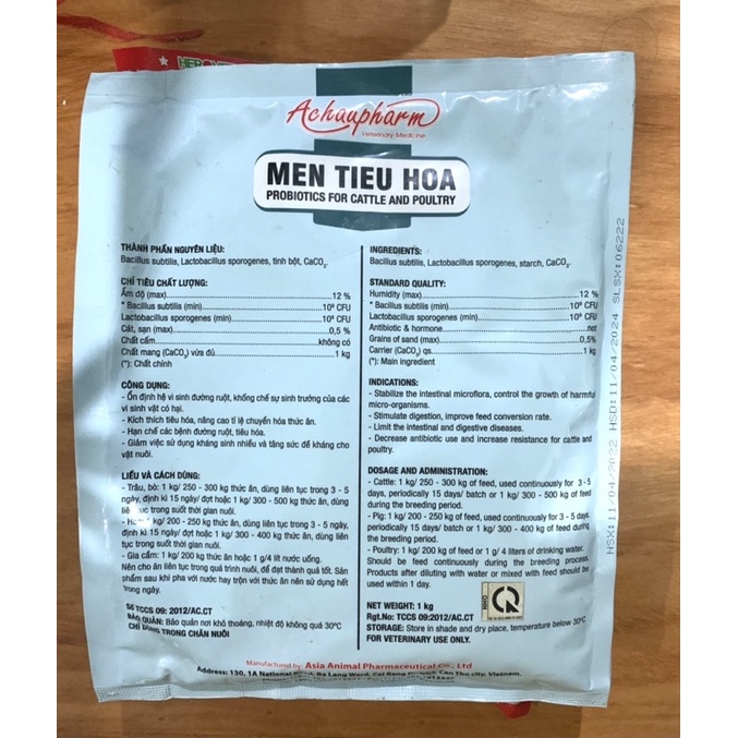 Túi 1 kg Men tiêu hoá cao cấp dùng cho gia súc và gia cầm.🐠🐖🐂🐣🦆