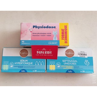 Nước muối sinh lý Gifrer - Physiodose Pháp tép hồng/ xanh/ vàng cho bé