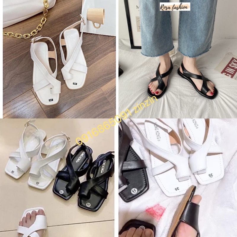 ZZ99- Dép sandal thời trang, xỏ ngón mũi vuông