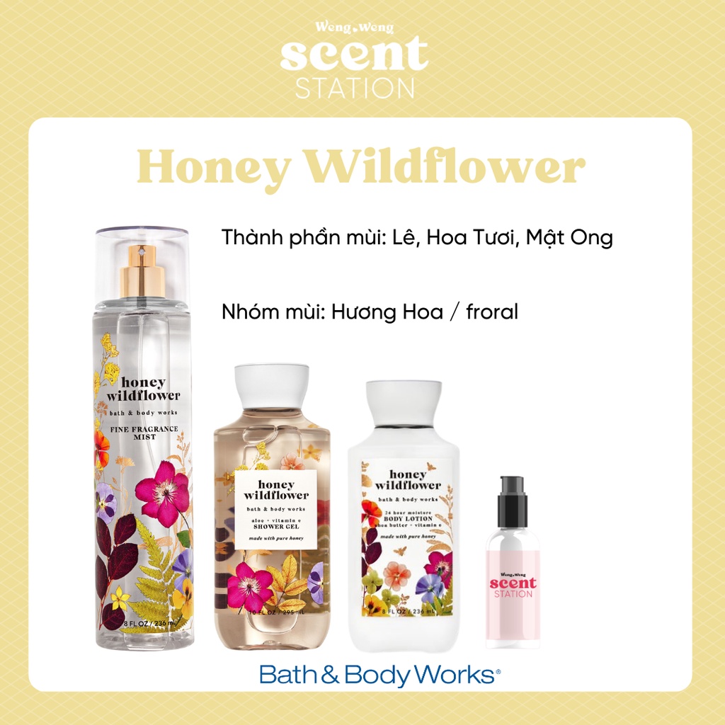 Bộ Sản Phẩm Chăm Sóc Cơ Thể Toàn Diện BBW mùi Honey Wildflower