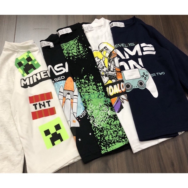 Bộ dài tay in hình hm cho bé trai dòng lớn size từ 22-48 cân