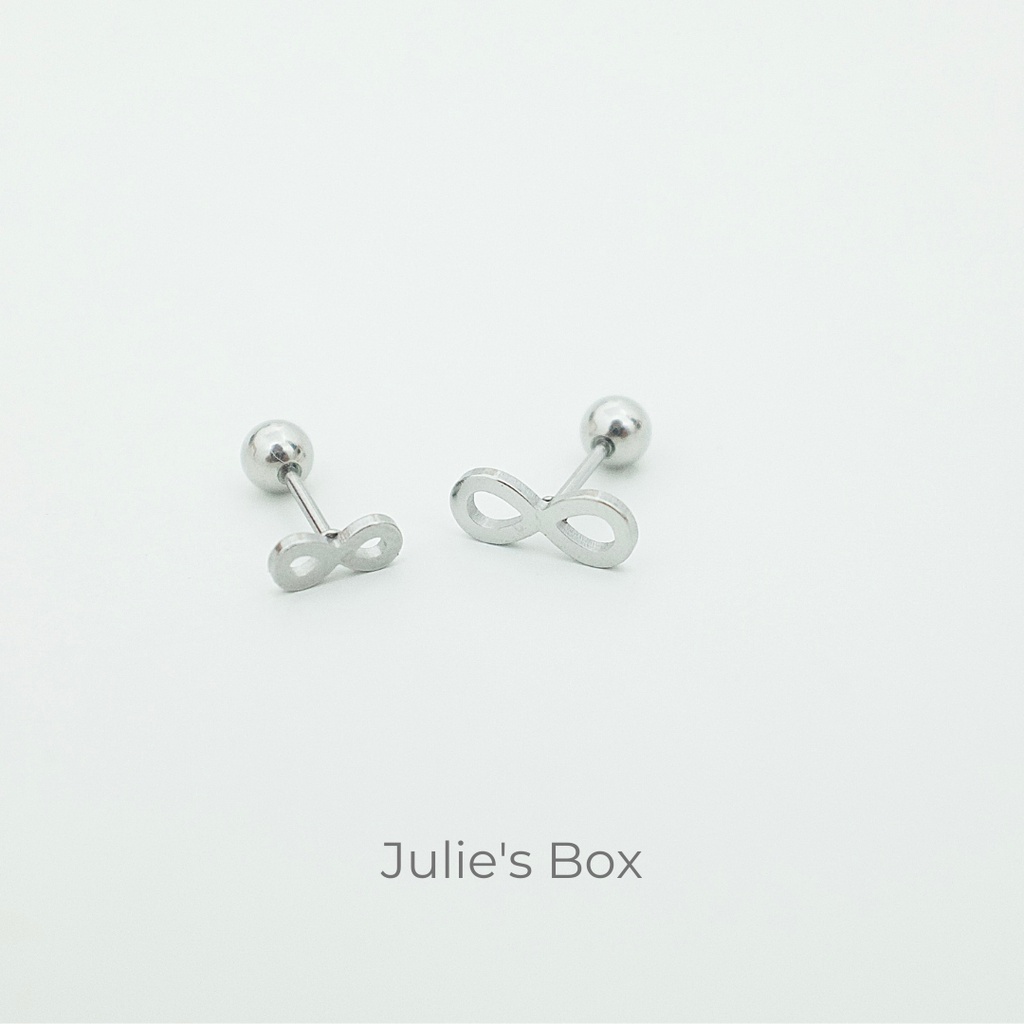 [1 Chiếc] Khuyên Tai Titan Unisex Hình Vô Cực Bi Tròn Không Gỉ Sét Không Ngứa Bông Tai Julies Box 66