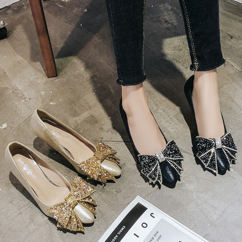 Giày đế xuồng nơ đá gót cao 5p và 8p size 33/40   061020