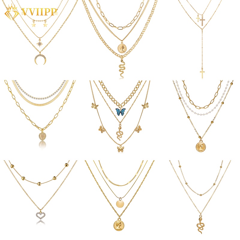 Vòng cổ Nhiều Lớp Mặt Hình Ngôi Sao Thời Trang Cho Nữ