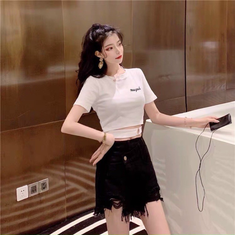 ÁO CROPTOP THÊU KHOEN