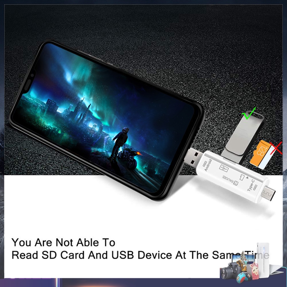 Đầu đọc thẻ nhớ USB OTG 5 trong 1 cho điện thoại laptop