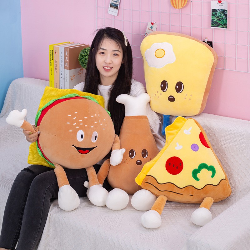 Mới Gối Ôm Nhồi Bông Hình Đùi / Pizza / Đùi Gà / Hamburger Ngộ Nghĩnh Đáng Yêu