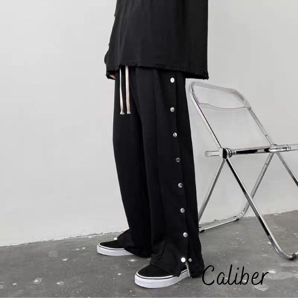 Quần ống rộng CALIBER - Quần thun nam ống rộng khuy nút  Unisex màu đen xám QD45