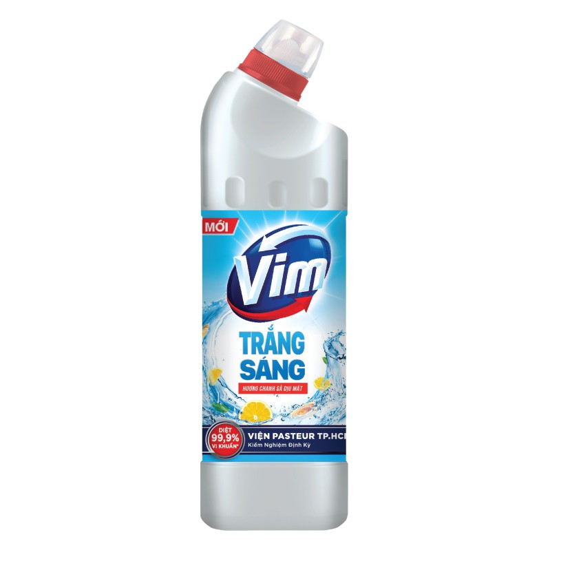 Chai Nước Tẩy Rửa Vim Trắng Sáng Hương Oải Hương &amp; Chanh Sả Diệt 99,9% Vi Khuẩn 870 Ml