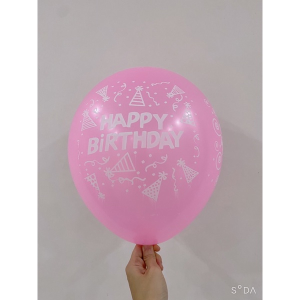 Bóng in chữ Happy Birthday và hoạ tiết - đủ màu - trang trí sinh nhật