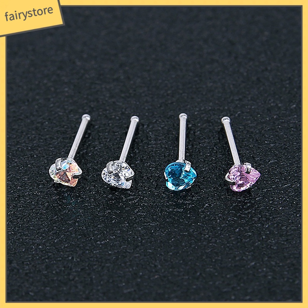 Set 3 Khuyên Mũi Bằng Thép Không Gỉ Đính Đá Thời Trang