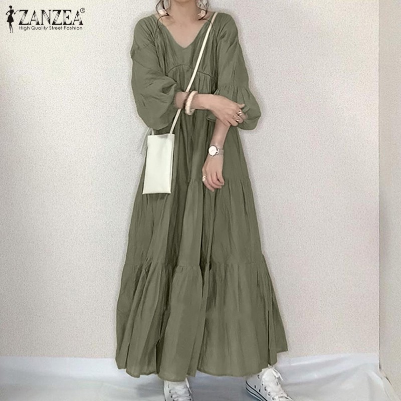 ZANZEA Đầm Maxi Tay Dài Thời Trang Dành Cho Nữ ZANZEA