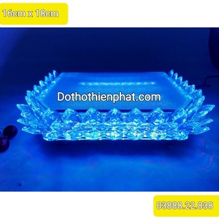 Đài sen pha lê thờ quan âm đèn led 7 màu 16cm x 18cm