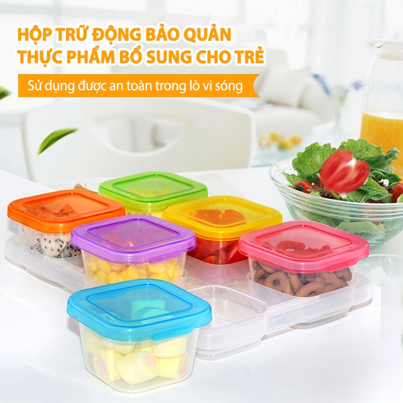 Hộp trữ đông đồ ăn dặm cho bé có nắp Nhựa PP an toàn Dung tích 60ml ,khay trữ đông có nắp