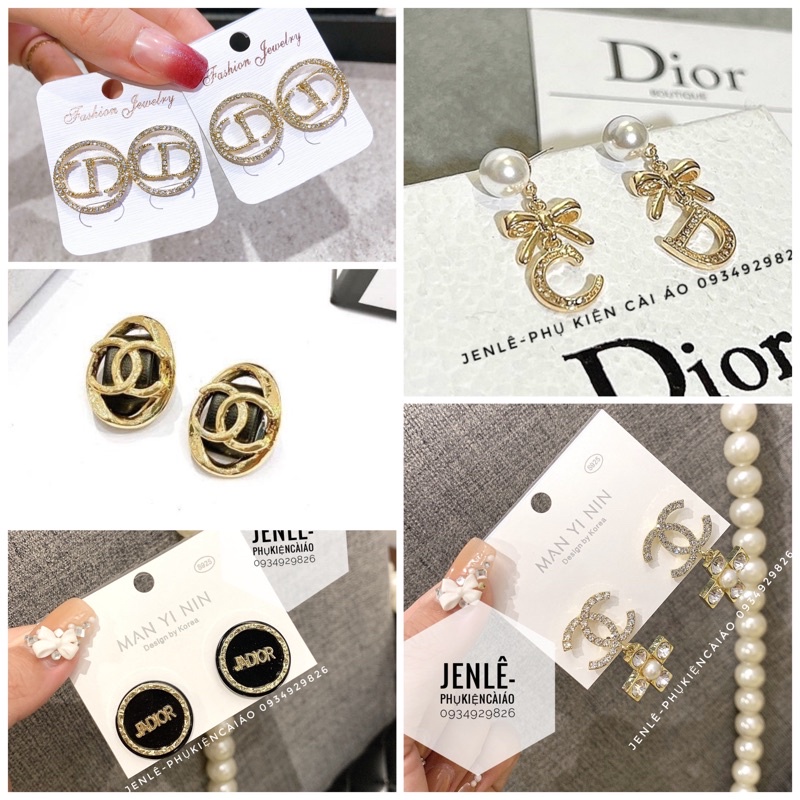 Bông tai nữ đính đá nhân tạo