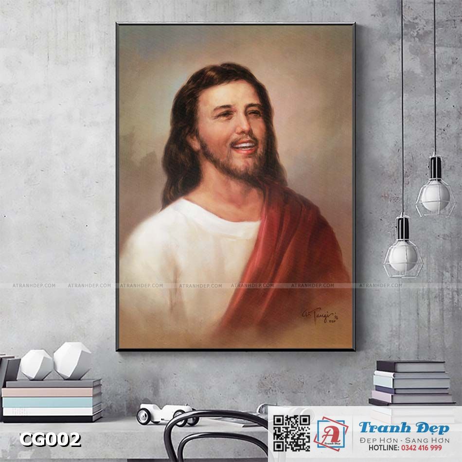 Tranh canvas trang trí Thiên Chúa Giáo - Jesus Christ Laughing - CG002