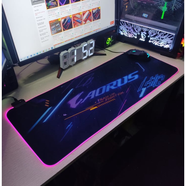 Mouse Pad, Bàn Di Chuột, Lót Di Chuột Led RGB Aorus Version 2 Sáng Viền