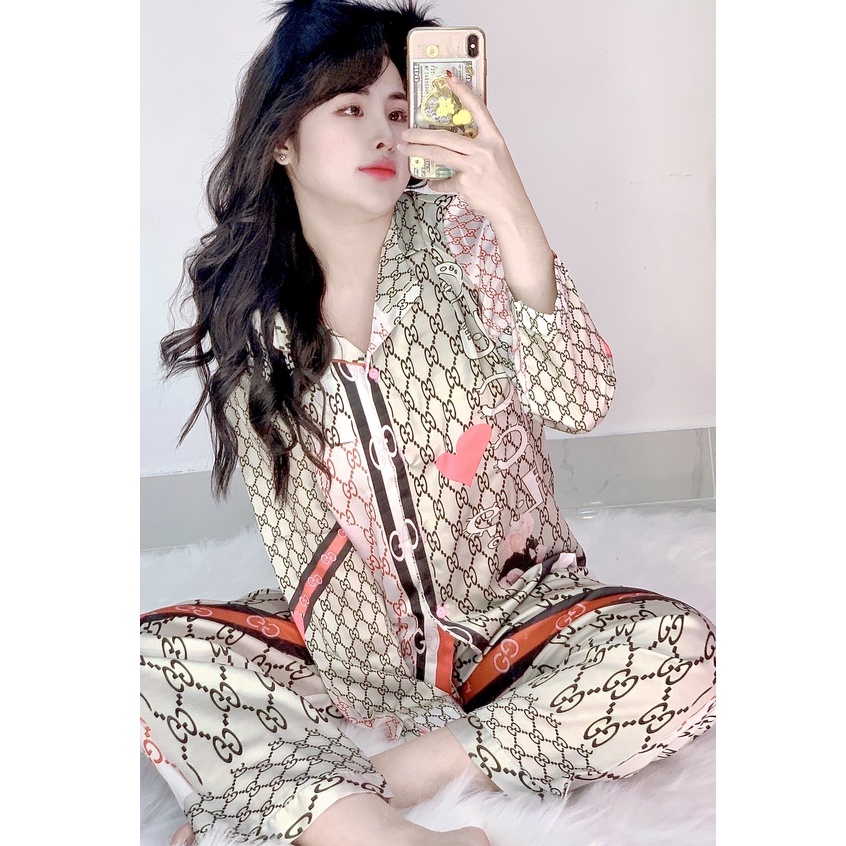 Pijama tay dài chất liệu Latin, hàng thiết kế in 3D cao cấp
