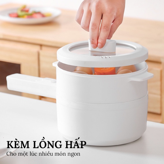 Nồi Hấp Điện Nồi Lẩu Mini Kèm Lồng Hấp 2 Tầng Đa Năng