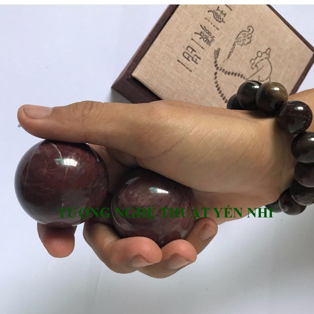 Bi đá lăn tay( đá thổ cẩm thiên nhiên 100%) size 4.5cm