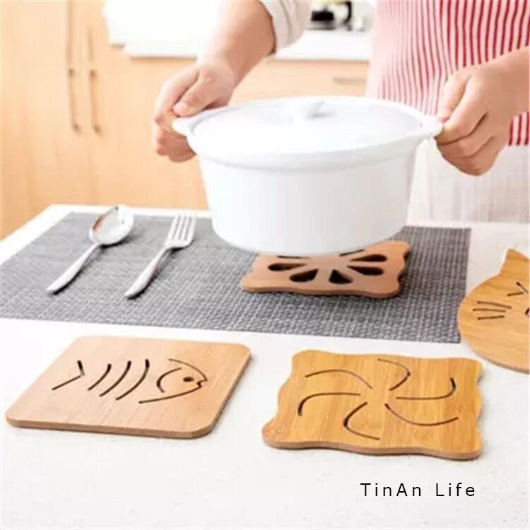 Miếng Lót Ly, Chén Bằng Gỗ, Cách Nhiệt, Chống Nóng, Trơn Trượt Nồi, Bát, Họa Tiết Dễ Thương
