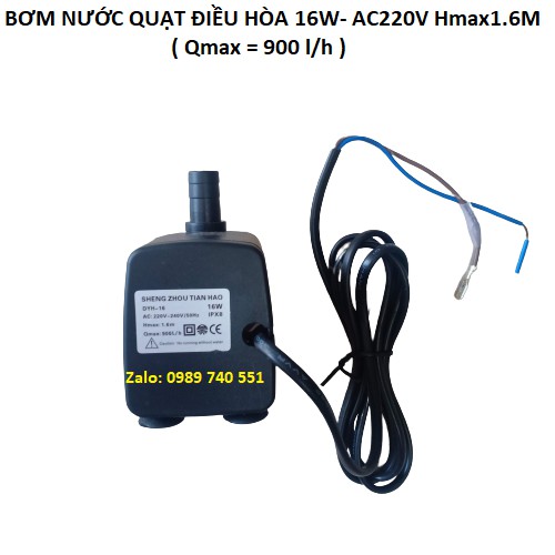 Bơm nước quạt điều hòa 16W 220V Hmax 1.6m 900Lh
