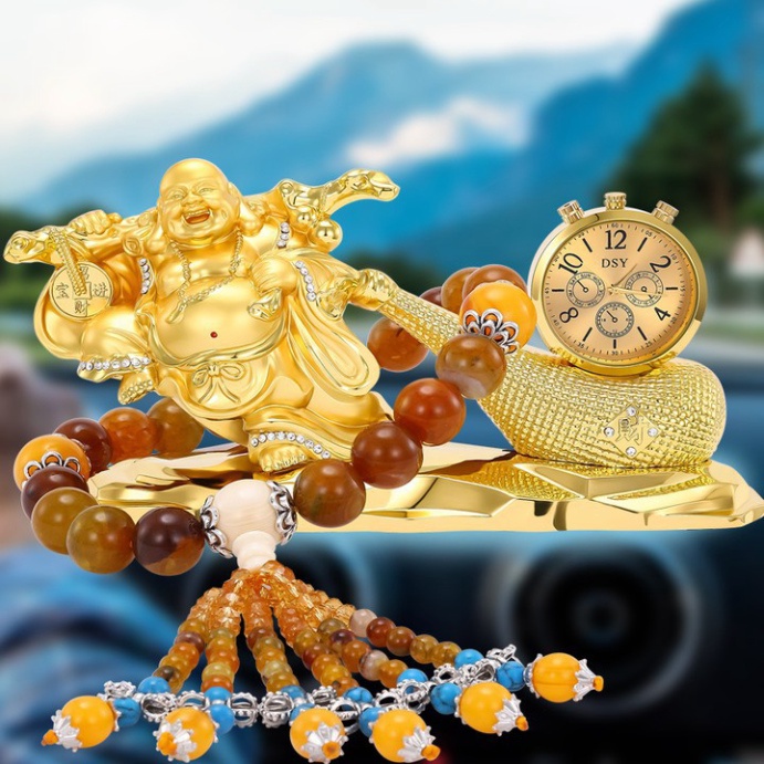 [GIÁ SỐC - HÀNG CHÍNH HÃNG] Tượng Phật Di Lặc kéo bao tiền vàng trang trí nhà cửa, taplo ô tô phong thủy