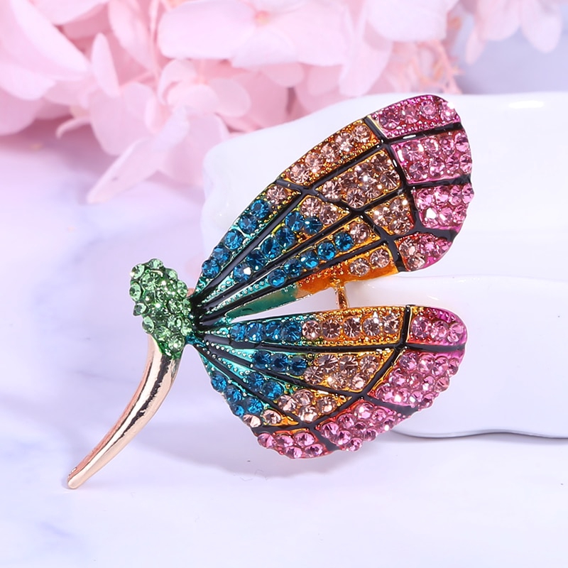 Ghim cài áo hình bươm bướm đính kim cương pha lê giả thời trang dành cho nữ