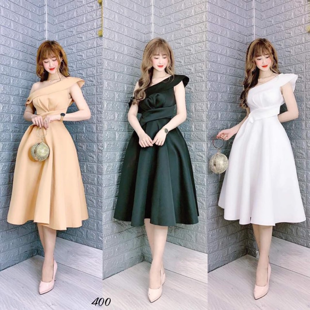 KÈM ẢNH/VIDEO THẬT - Đầm xoè lệch vai bèo xéo eo SIÊU XINH -MS184V- Size M/L đến 57kg | BigBuy360 - bigbuy360.vn