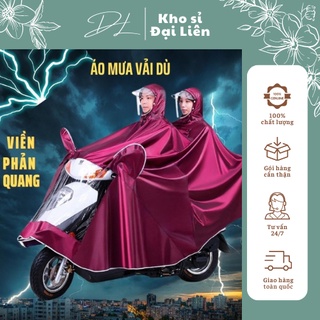 Áo mưa 2 đầu có kính che mặt cao cấp, Áo mưa phản quang người lớn đi xe máy vải ninon bạt chống thấm hiệu quả