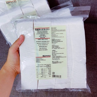 Bông tẩy trang Muji Cut Cotton Ecru Nhật 180 miếng