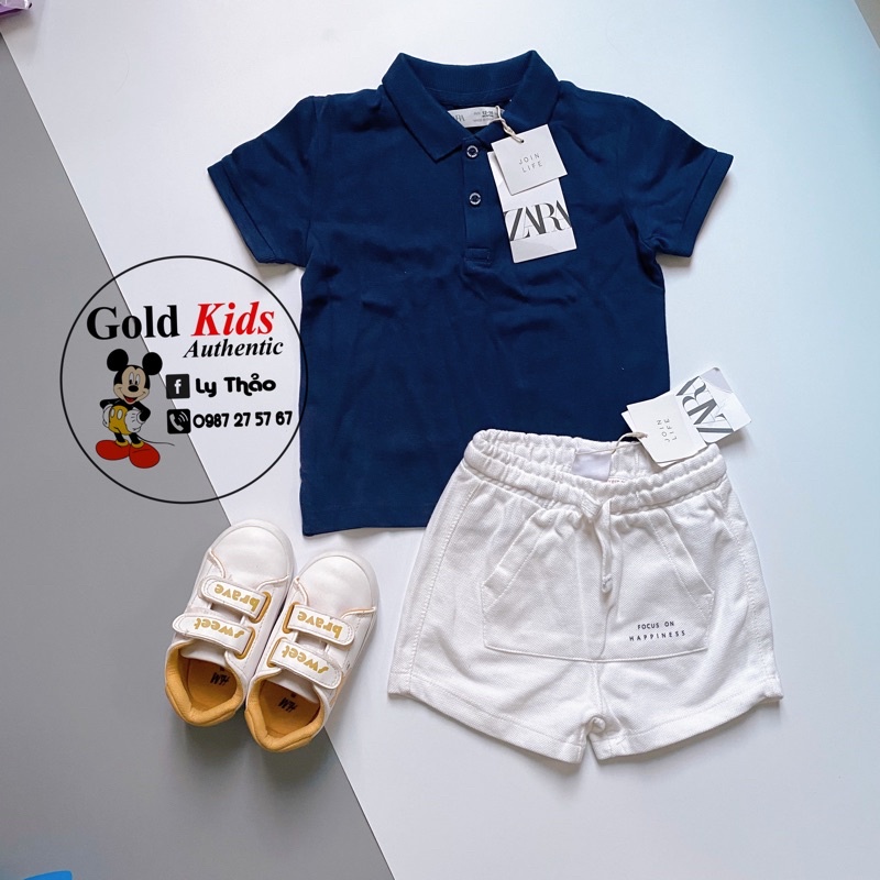 Áo polo zara + quần trắng zara săn sale