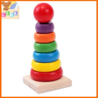 Đồ chơi gỗ tháp cầu vồng, tháp xếp chồng, tháp gỗ cho bé