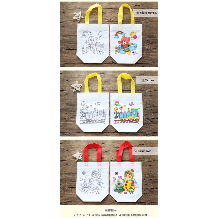 Combo đầy đủ 20 túi vải vẽ, tô màu cho bé