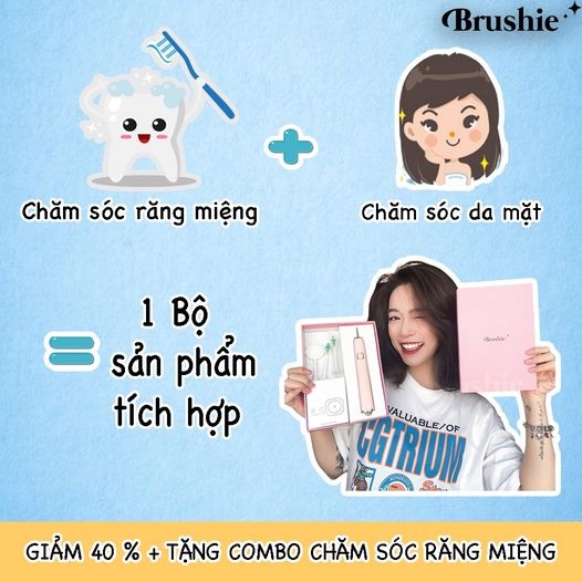 [Tặng quà] BRUSHIE Bàn Chải Điện x Máy Rửa mặt thông minh-Đánh răng/Rửa Mặt/Chăm sóc nứu-5 chế độ-Phù hợp mọi loại răng