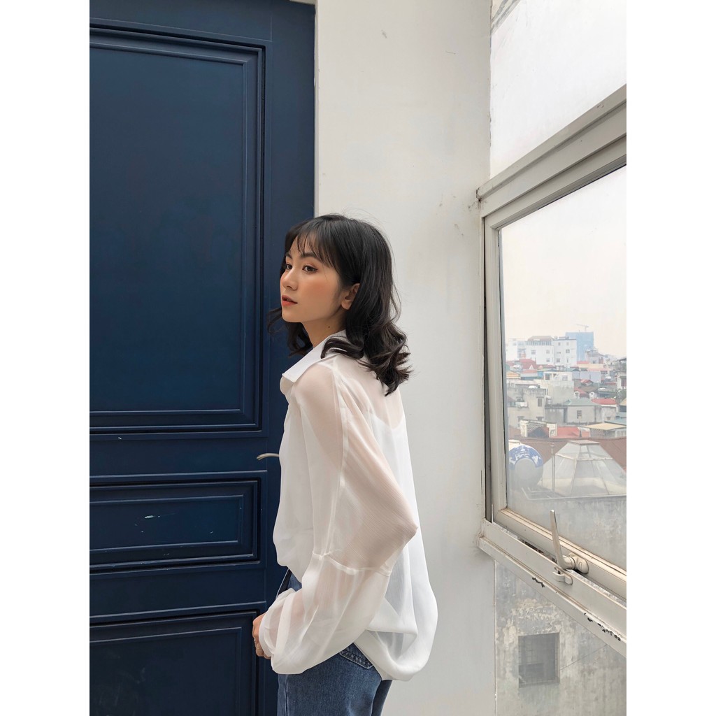 SET ÁO SƠ MI LƯỚI QUẢNG CHÂU MIX ÁO 2 DÂY HOT - SƠ MI GIẤY BUỘC ĐEN TRẮNG ULZZANG -(Sắn)
