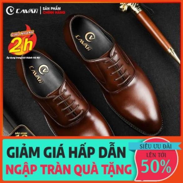 Giày tây nam da thật kiểu buộc dây chính hãng Cavan mẫu mới công sở C11117 [