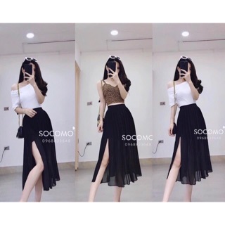 Chân váy voan xẻ tà