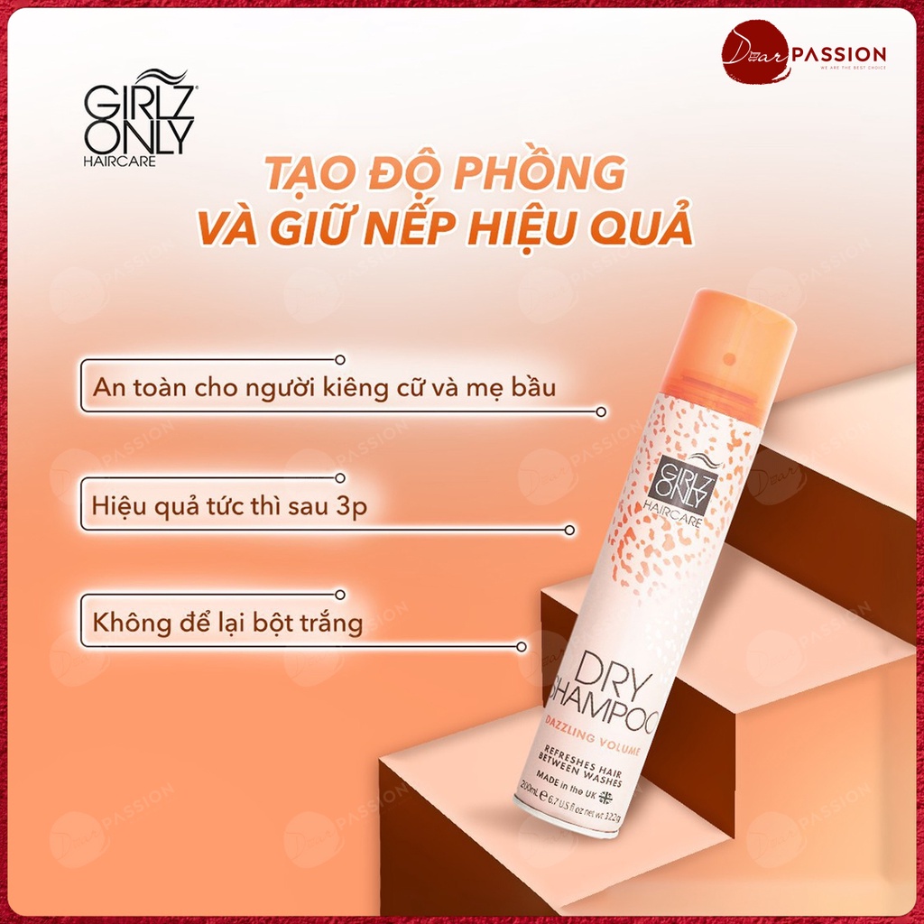 Dầu Gội Khô Girlz Only Sạch Dầu Nhờn, Hết Bết Dính, Giúp Tóc Bồng Bềnh - Girlz Only Dry Shampoo 200ml