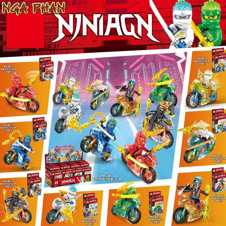 Combo 2 Ninja Cưỡi Mô Tô Siêu Đẹp Ninjago Lego MG Đồ Chơi Xếp Hình Lắp Ráp