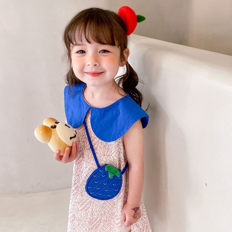 Đầm Công Chúa Cổ Búp Bê Phong Cách Hàn Quốc Kèm Túi Đeo Chéo Cho Bé Gái