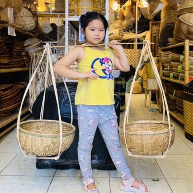 Quang gánh tre size lớn quang 90 thúng 40cm thúng cước xanh